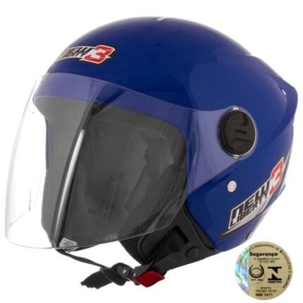 capacete new liberty 3 azul brilho aberto motoqueiro