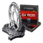 Kit Transmissão Relação COM RETENTOR Titan/Fan/Start 150 (2004 à 2015) ORIGINAL - DAROM AÇO 1045 REFORÇADA