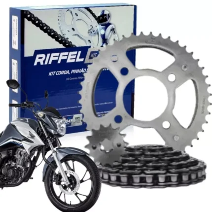 Kit Relação Tração Transmissão Honda Cg Titan Fan 160 2016 2017 2018 a 2025 Original Riffel