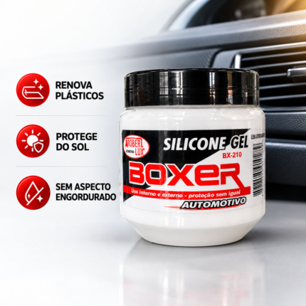 Silicone GEL Automotivo 240g Boxer Renova e Protege Plasticos Painel Borrachas Carros Restaurador