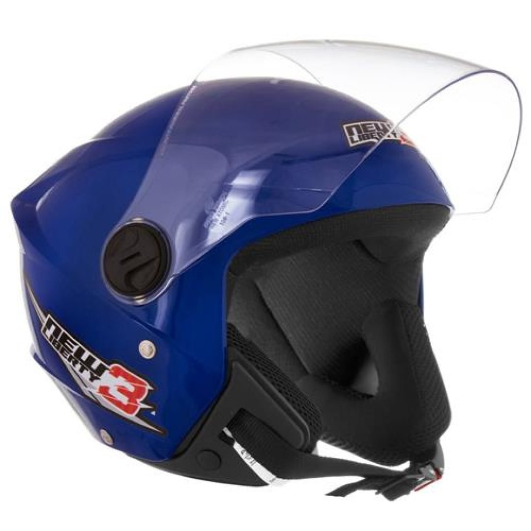 capacete new liberty 3 azul brilho aberto motoqueiro