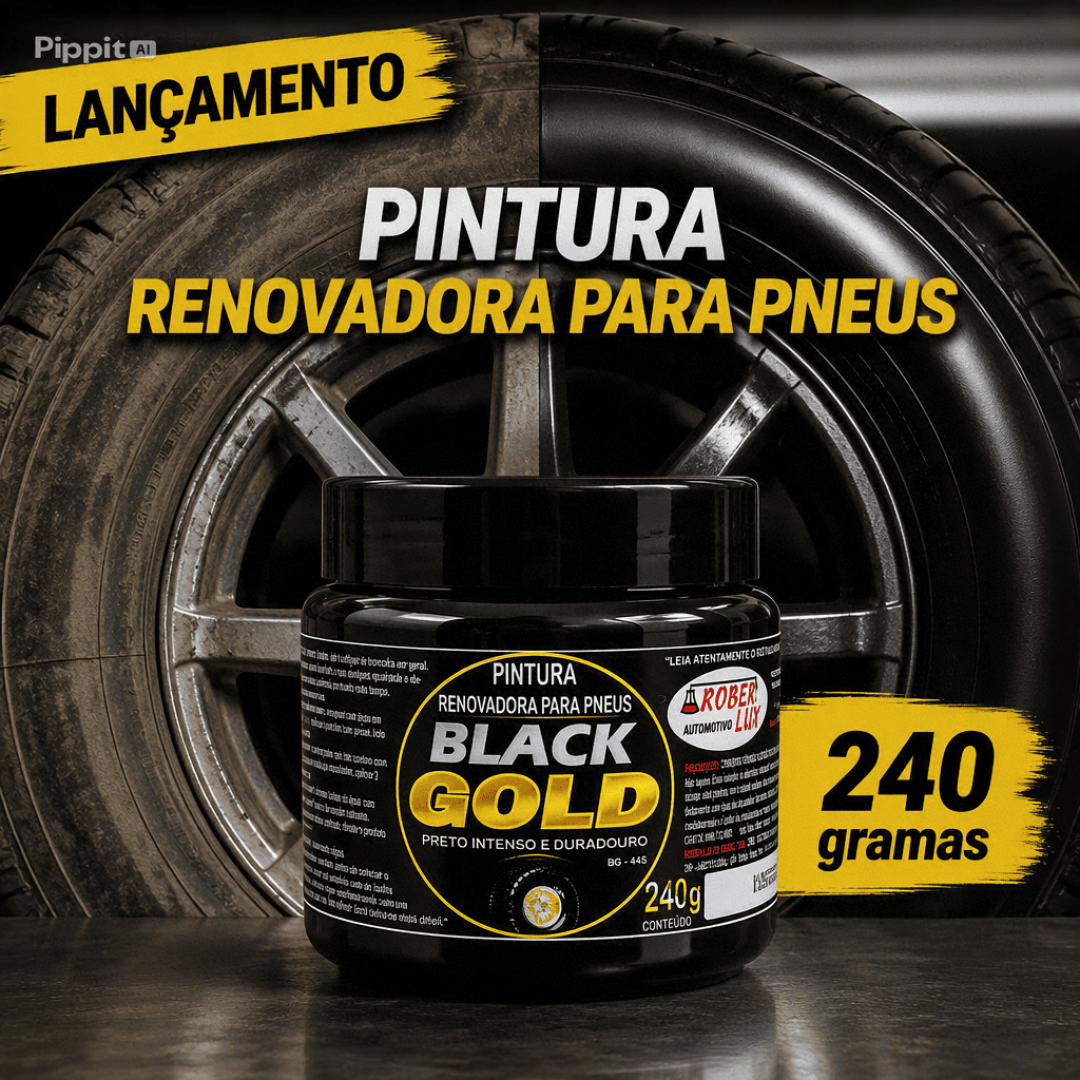 Black Gold Pintura Renovadora para Pneus 240g - Tinta Preta Limpa Pneu Pretinho Baba de Camelo